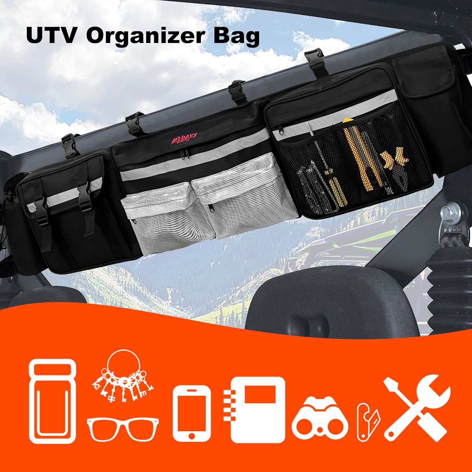 UTV Roll Cage Organizer Case Storage Gear Bags - Mydays