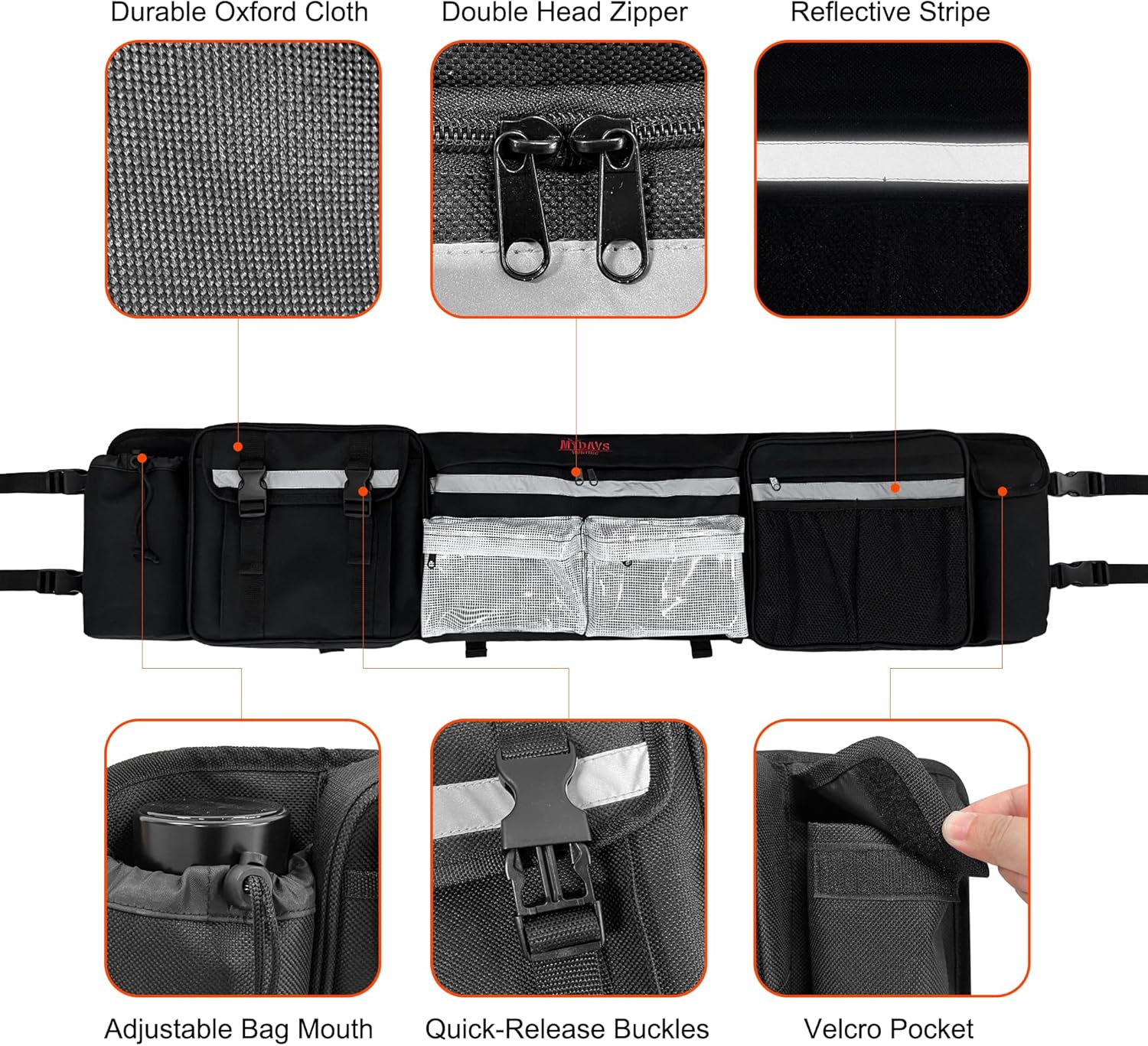 UTV Roll Cage Organizer Case Storage Gear Bags - Mydays