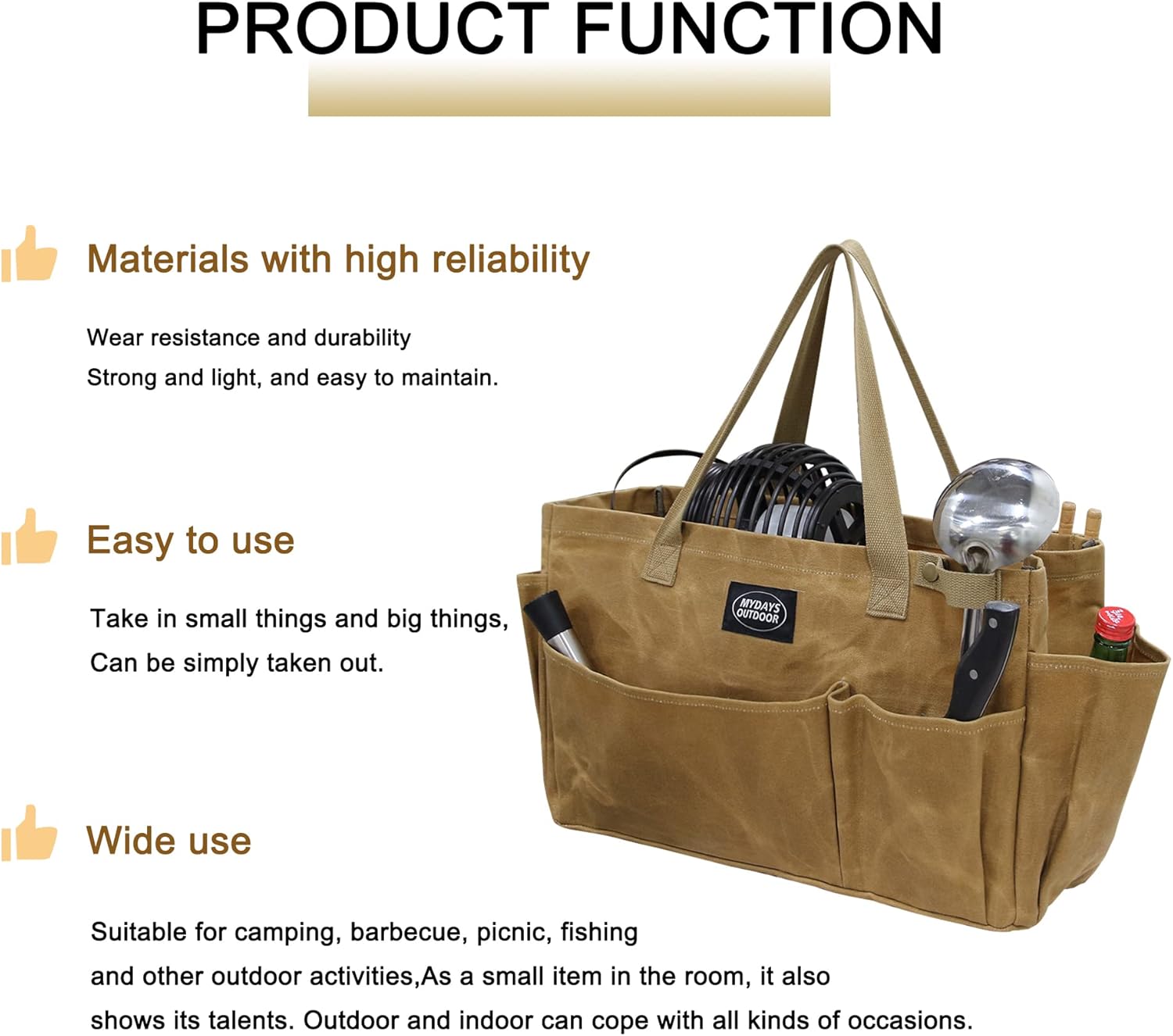 Waxed Canvas Camping Tool Storage Bag - Mydays